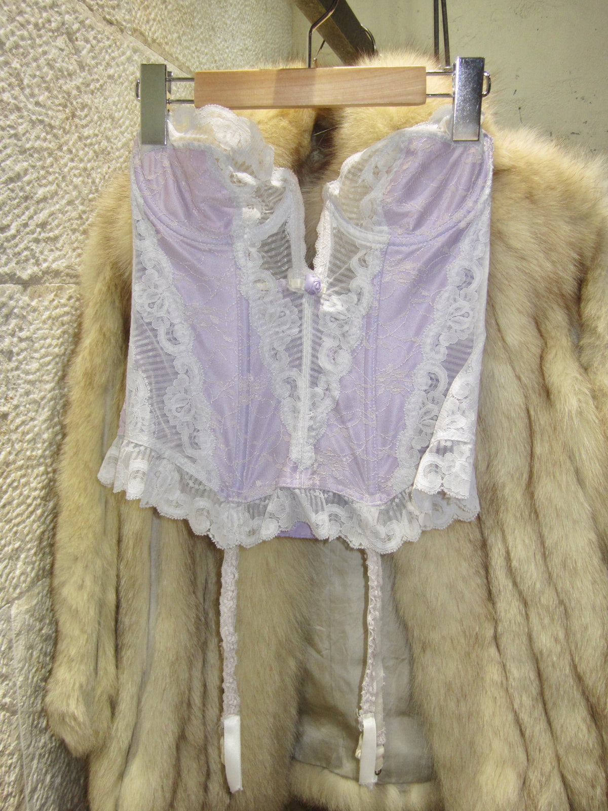 Lilac White Lace Garter Corset