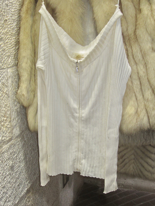 Ivory Ribbed Zip Camisole
