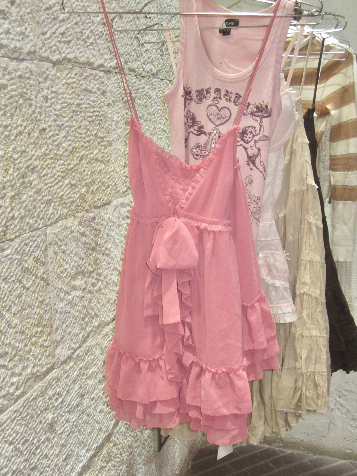 Pink Bow Ruffle Camisole