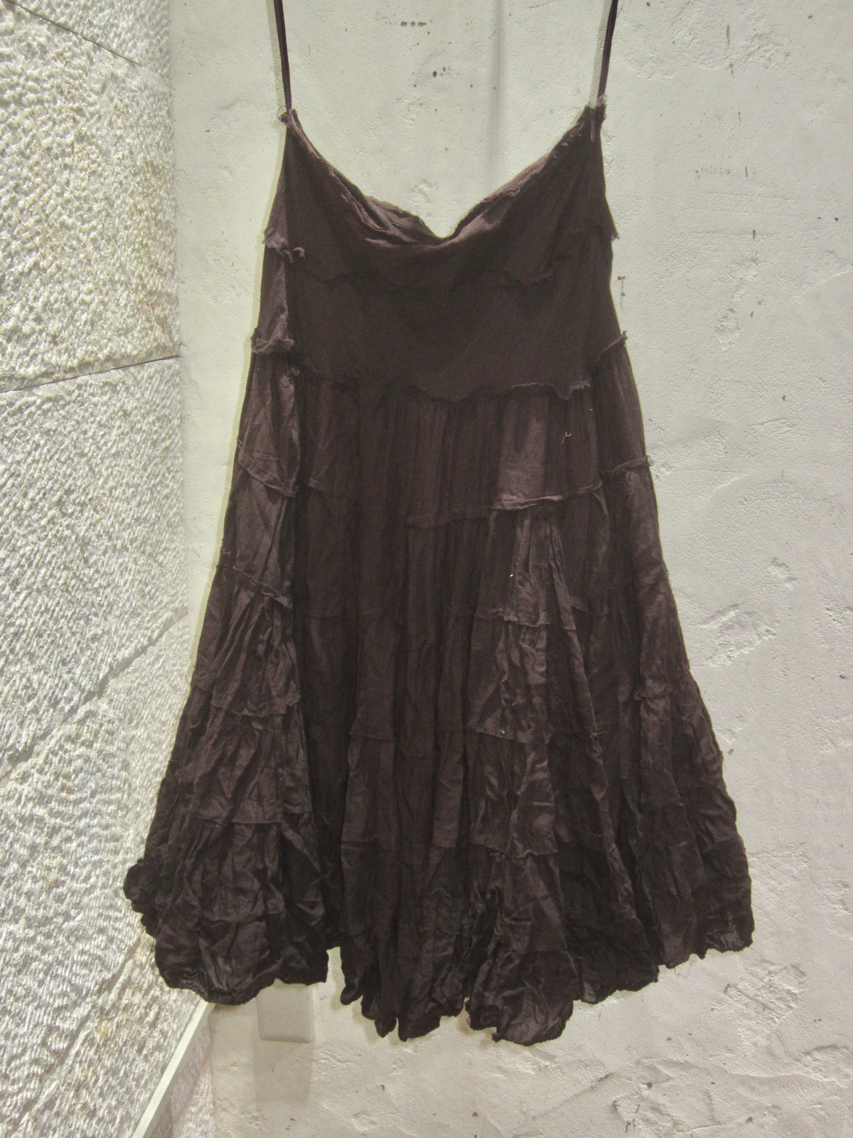 Dark Brown Tiered Slip Dress