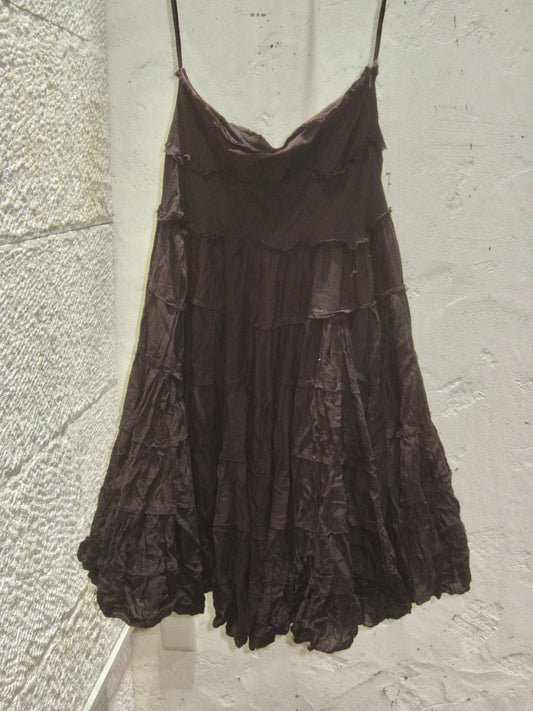 Dark Brown Tiered Slip Dress