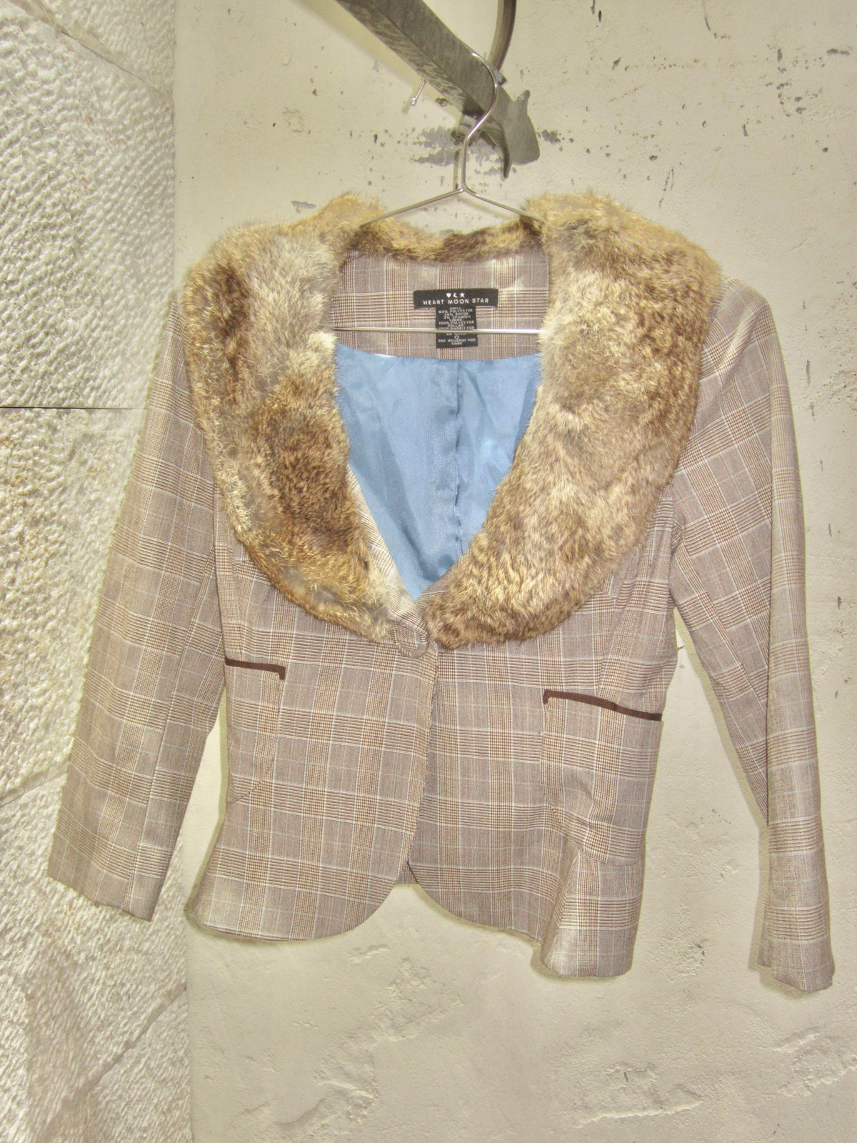 Plaid Plush Collar Blazer