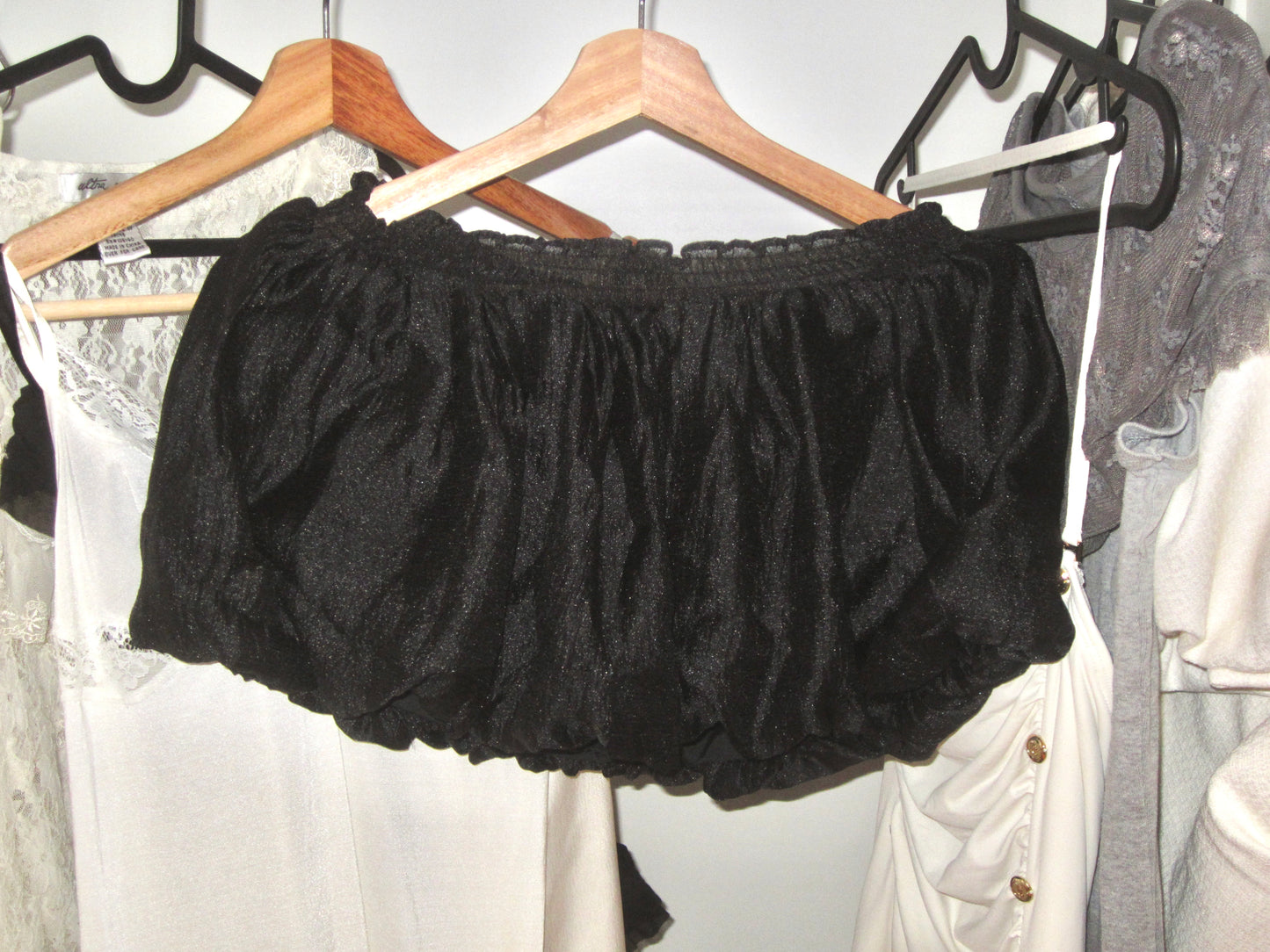 Black Velvet Ruffle Mini Skirt