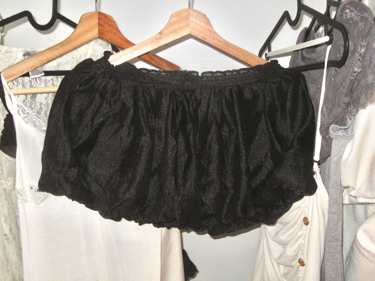 Black Velvet Ruffle Mini Skirt