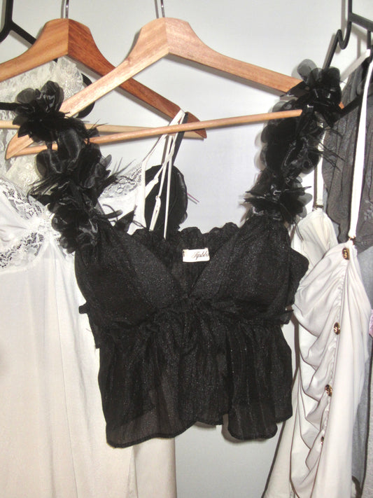 Black Floral Strap Corset