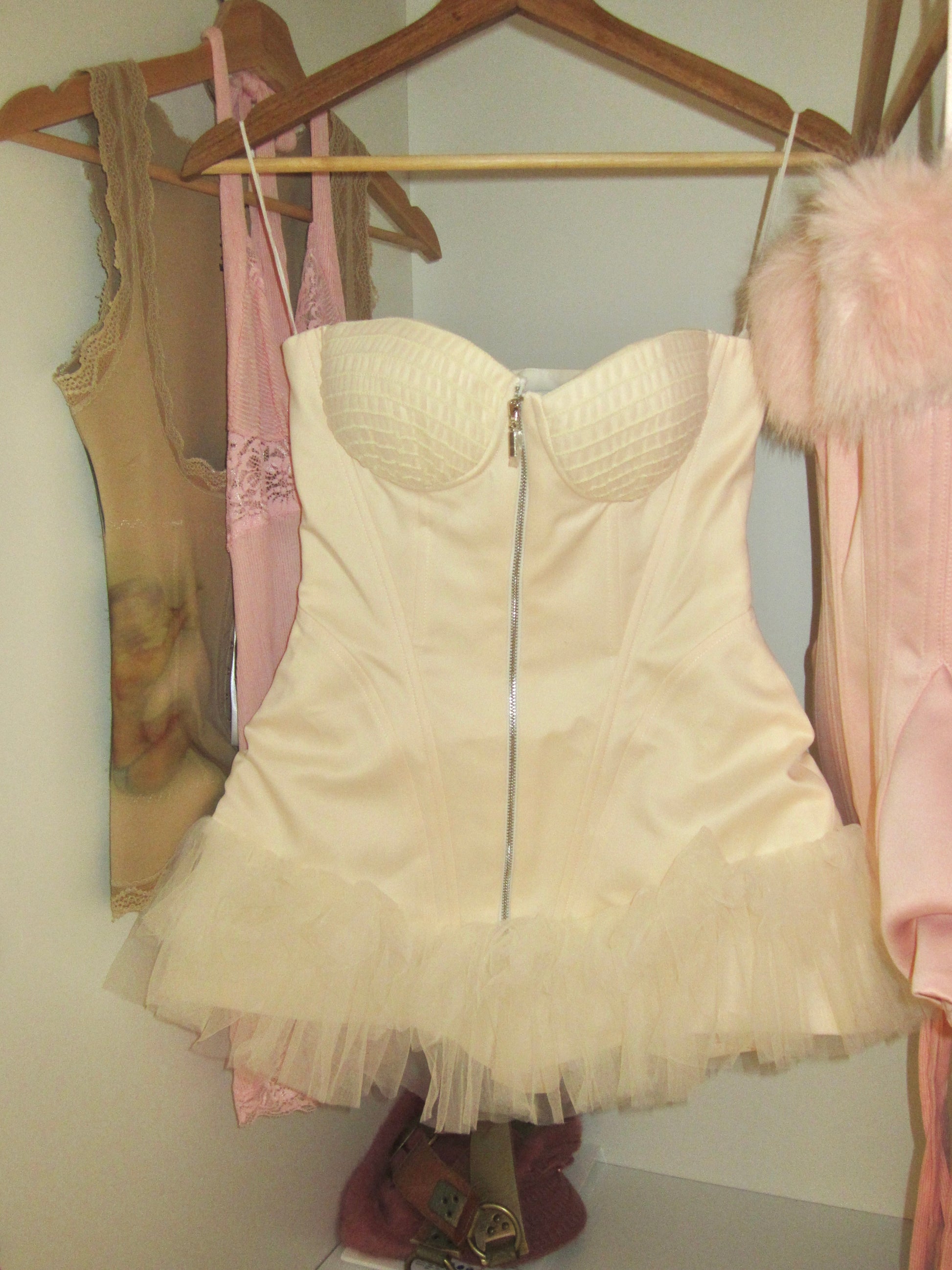 Ivory Tulle Zip Corset Top