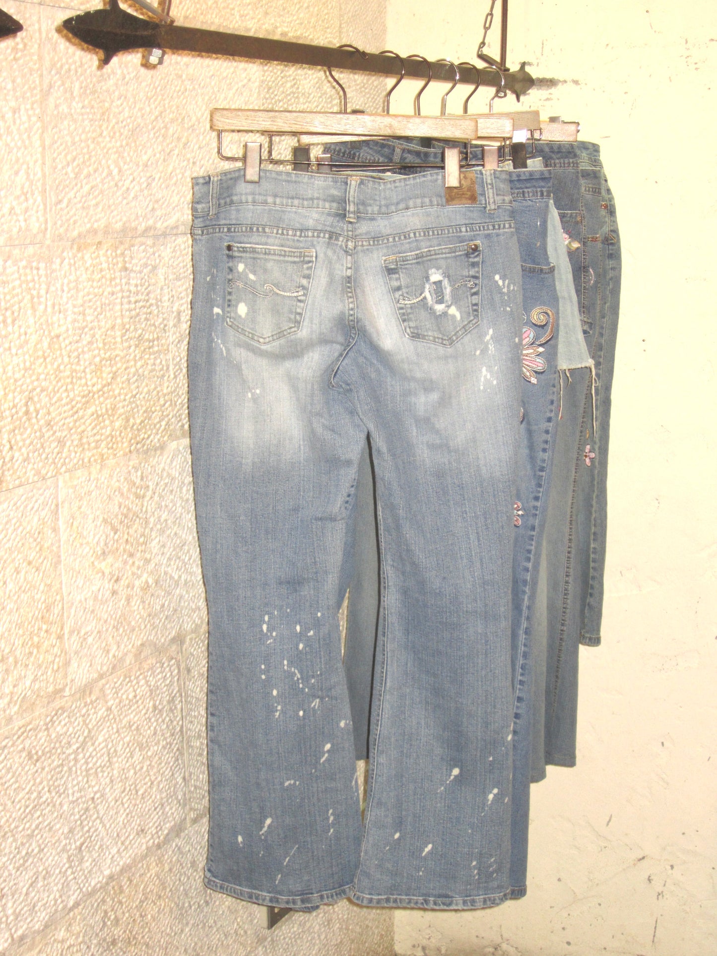 00s lavender embroidered washed denim