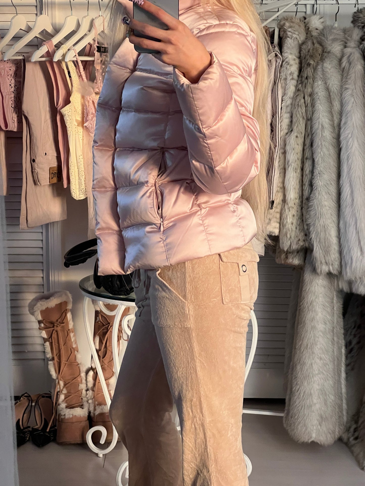 Burberry pink puffer jacket