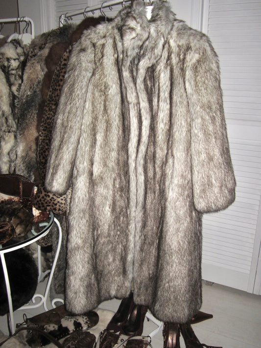 Moon frost long faux fur coat