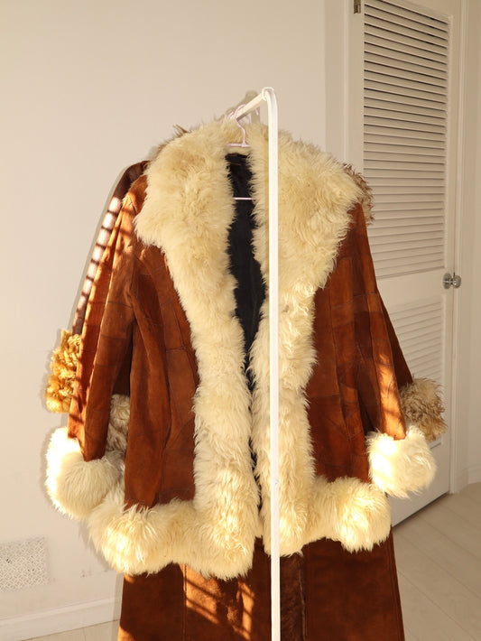 Caramel latte mouton coat