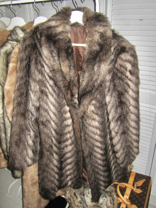 raccoon faux fur midi coat