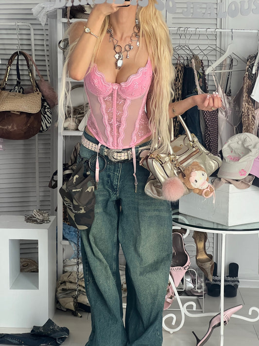 Vintage SHIRLEY OF HOLLYWOOD hot pink bustier