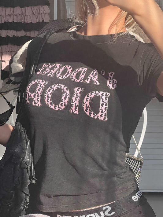 Vintage Dior pink glitter tee
