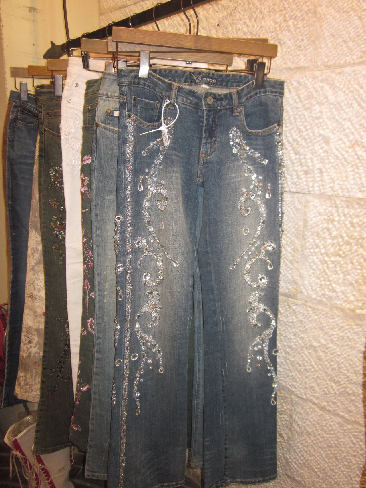 BEBE Swarovski Crystal rhinestone denim