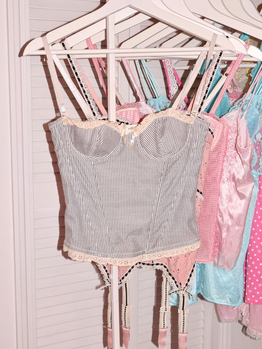 French Vintage Baby blue stri
