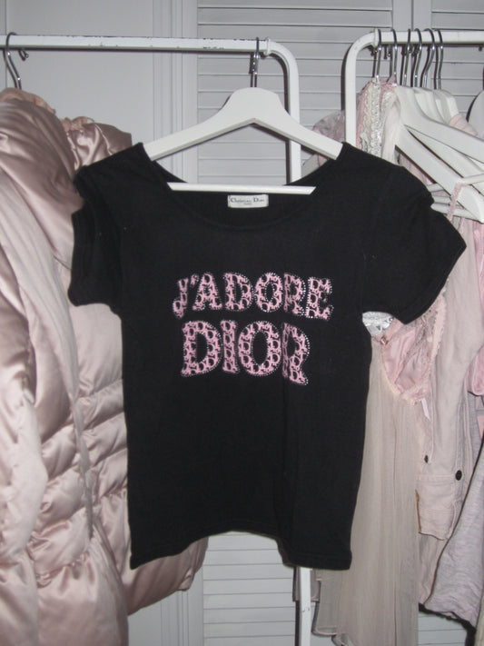 Vintage Dior pink rhinestone tee