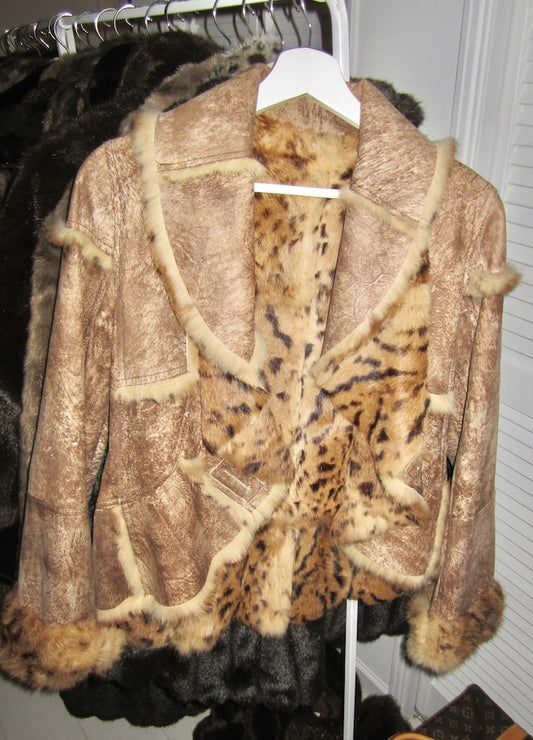 Leopard mouton fur short coat