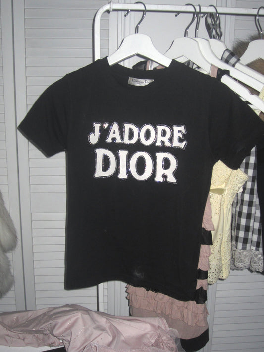 Vintage Dior white rhinestone tee